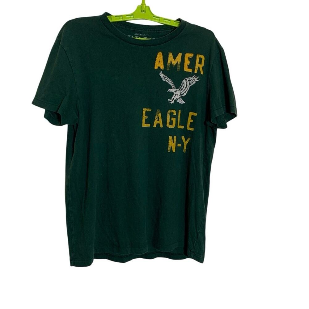 American Eagle Outfitters Green Eagle T shirt Men’s Embroidered Y2k Grunge Tee